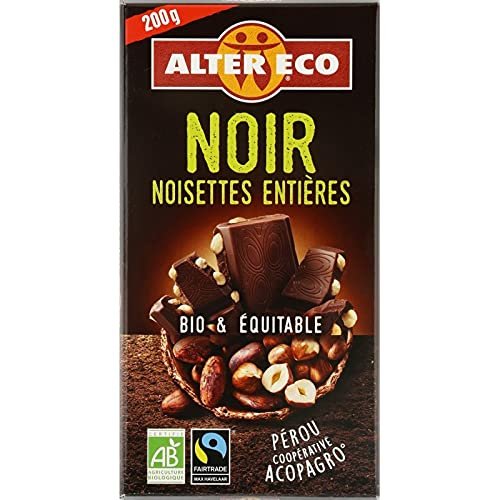 Alter Eco Organic and Fair Hazelnut Dark Chocolate Tablet 200 g