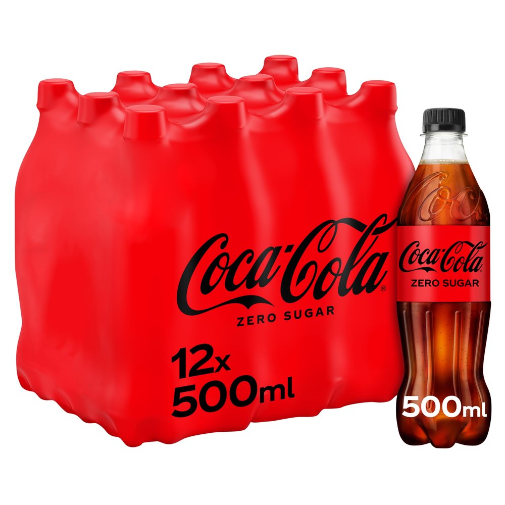Coca Cola Zero Sugar 12 x 500ml PET, Black