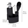 WENKO 3620127100 Wash up set Empire black - washing-up liquid dispenser, washing-up brush, dish cloth holder Capacity: 0.25 l, Soft-Touch ceramic, 11 x 19 x 12.5 cm, Black view 3