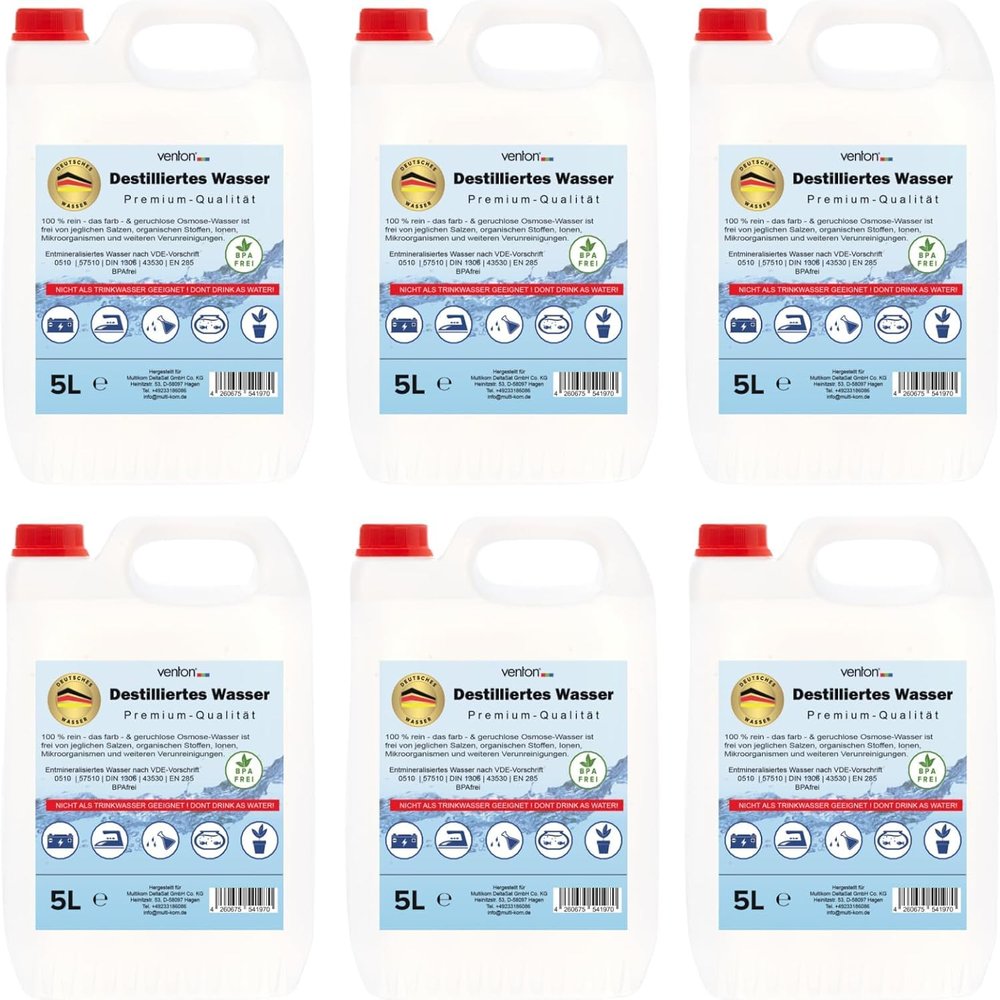 10 Pack 5 L LITRE Distilled Water (2 Cans)