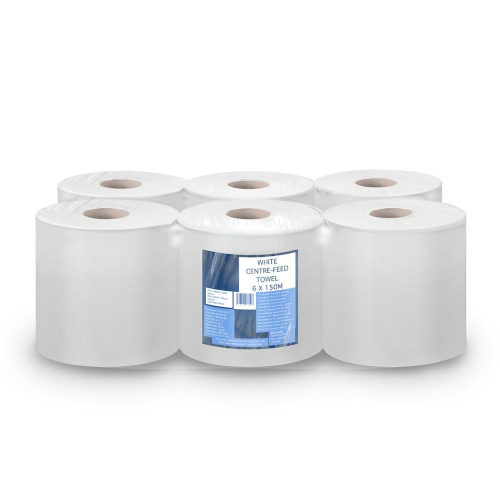 18 x Centrefeed Rolls White 18 x 150m 2700m (Extra Long)