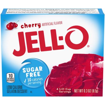 JELL-O JELLO Sugar Free Cherry Low Calorie Gelatin Dessert, 1 x 8.5 g