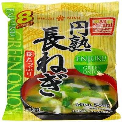 Hikari Instant Miso Soup with Green Onion - Enjuku Naga Negi (Pack of 2, 16 Servings | Authentic Japanese Soup, Quick & Easy, No Preservatives