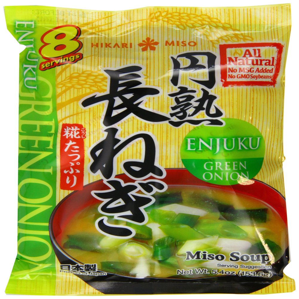 Hikari Instant Miso Soup with Green Onion - Enjuku Naga Negi (Pack of 2, 16 Servings | Authentic Japanese Soup, Quick & Easy, No Preservatives