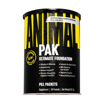ANIMAL Pak Ultimate Foundation - 12-in-1 Multivitamin Complex with Vitamins, Minerals & Amino Acids - with Vitamin D3 K2 & Magnesium - 30 Packs of 8 Tablets Each