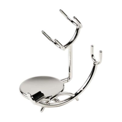 Chrome Razor and Shaving Brush Stand - Holds Straight Edge Razors, Barber Razors, Long Handle Double Edge Safety Razors, Cartridge Razors & Shave Brush