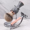 Chrome Razor and Shaving Brush Stand - Holds Straight Edge Razors, Barber Razors, Long Handle Double Edge Safety Razors, Cartridge Razors & Shave Brush view 4