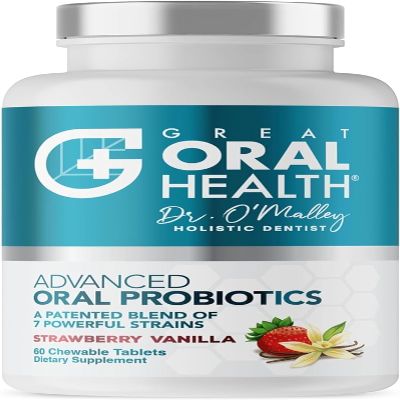 Chewable Oral Probiotics for Mouth  Bad Breath Treatment Supplement - Oral Care Tablet with BLIS K12 M18  Dentist Formulated 60 Lozenge Strawberry Vanilla Flavor eBook Included