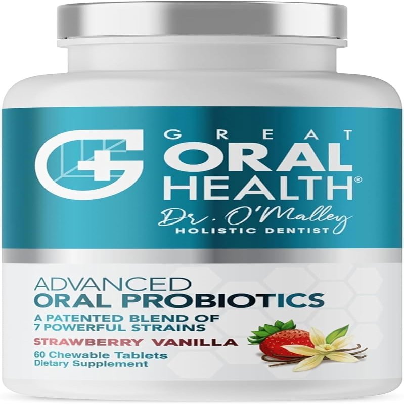 Chewable Oral Probiotics for Mouth  Bad Breath Treatment Supplement - Oral Care Tablet with BLIS K12 M18  Dentist Formulated 60 Lozenge Strawberry Vanilla Flavor eBook Included