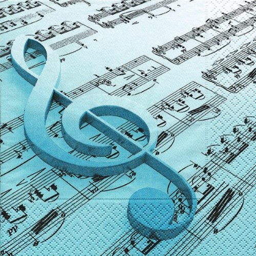 20 Napkins Music is the key is the key / Music Treble Clef / Music 33 x 33 CM