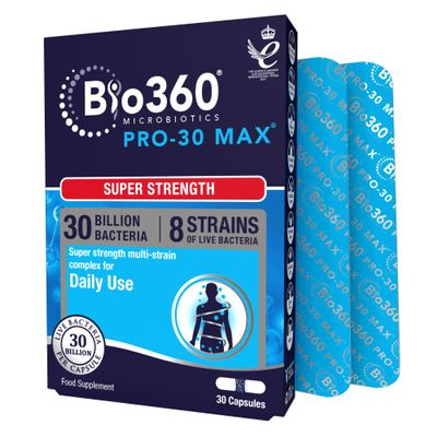 Natures Aid Bio360 Pro-30 Max 30 Billion CFU Probiotic Vegan, Gluten-Free, Non-GMO - 30 Capsules
