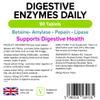 Lindens - Digestive Enzymes Daily Tablets - 90 Tablets - UK Made - Contains Betaine Hcl, Papain, Amylase & Lipase to Promote Better Digestion - Letterbox Friendly, Vegan view 2