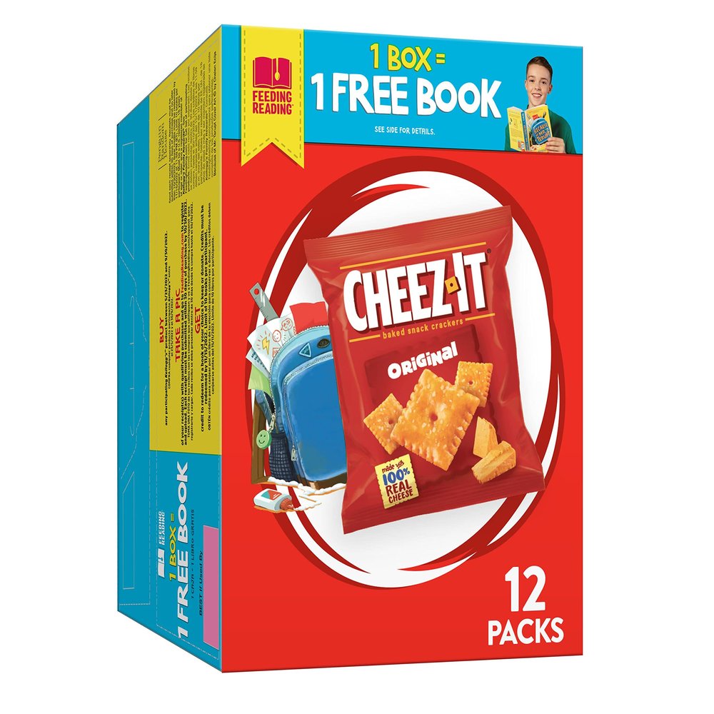 Cheez-It Baked Snack Cheese Crackers, Original, Single Serve, 1 oz/340 g Bags (12 Count)