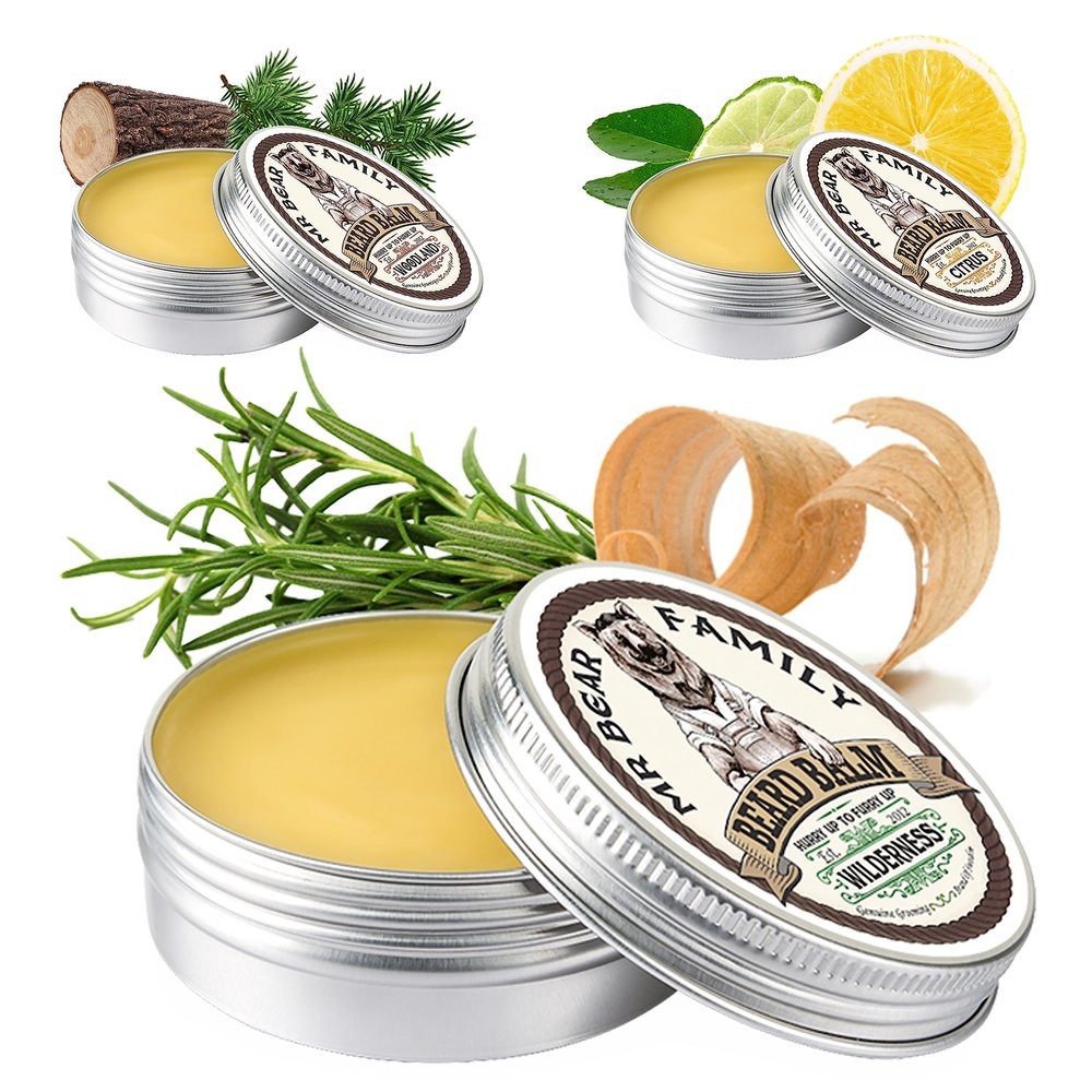 Beard Balm Beard Wax for Men Nourishing Beards Conditioner Beards Moisturiser Contains Shea Butter + Beeswax + Jojoba Oil Scented Mustache Softener Styling Balm (Wilderness, 60ml)
