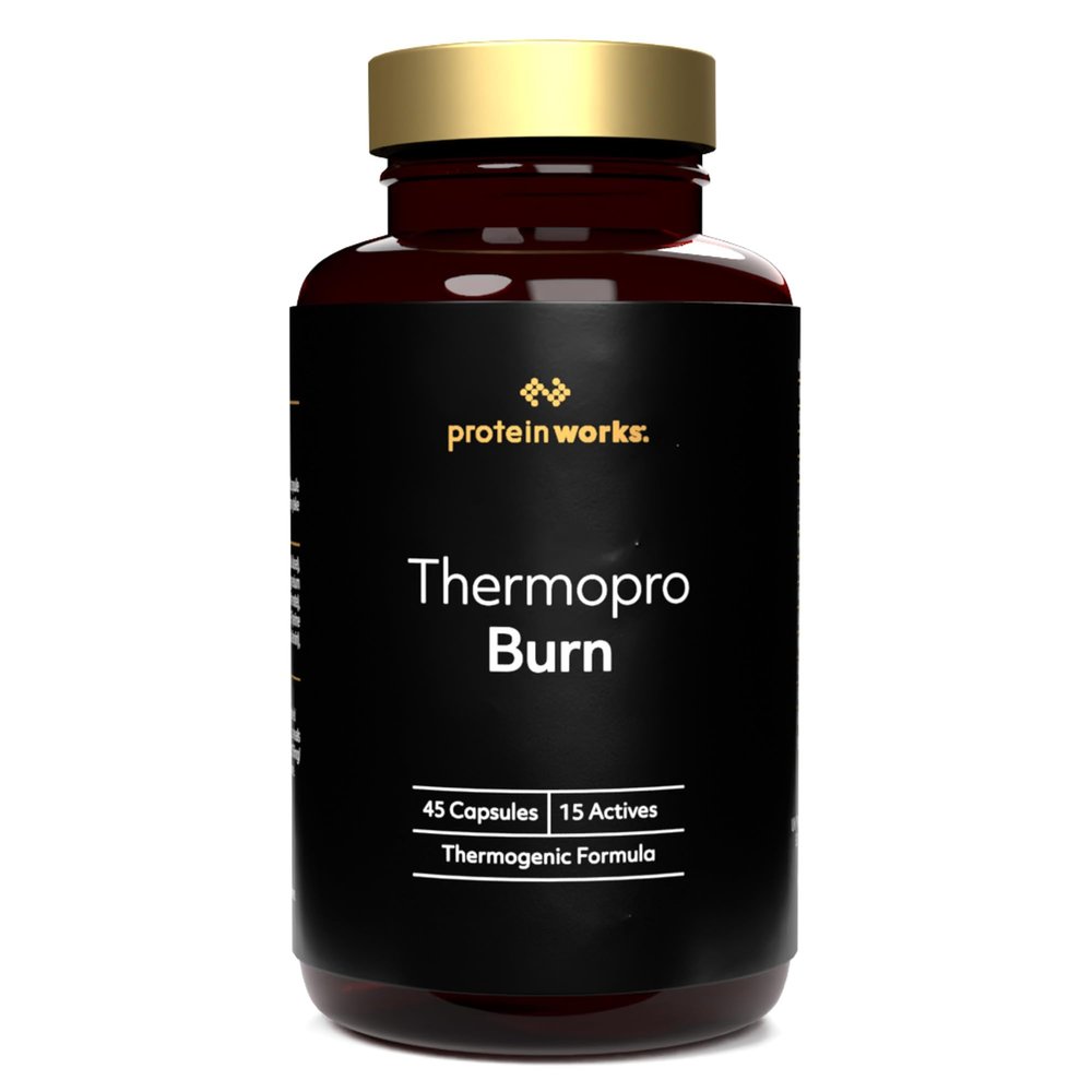 Thermopro Burn Tablets, Preworkout Supplement with Caffeine, Reduces Tiredness & Fatigue, 45 Capsules - Protein Works