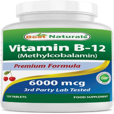 Best Naturals Vitamin B-12 as Methylcobalamin (Methyl B12), 6000 mcg 120 Sublingual Tablets