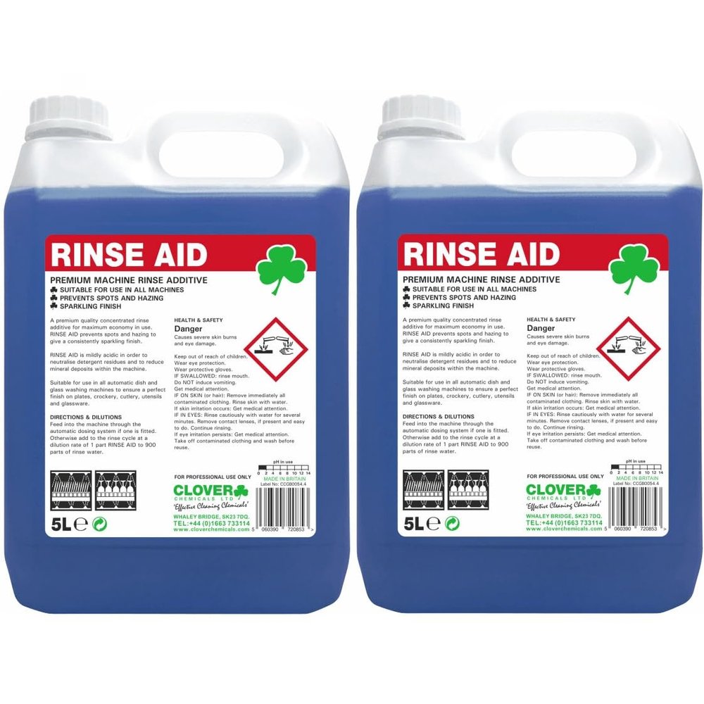 Clover 407 Rinse Aid Premium Rinse Aid Additive 5 Litre - Pack of 2