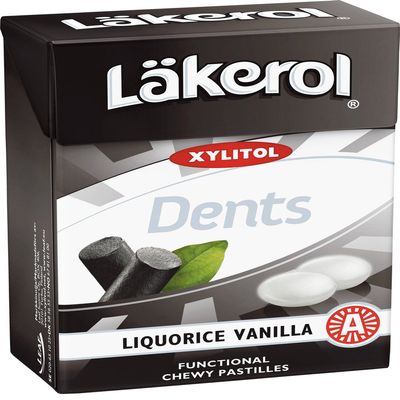 2 Boxes x 85g of Lkerol Dents Liquorice Vanilla - Original - Swedish - Sugar Free - Xylitol - Pastilles - Lozenges - Dragees - Drops - Candies - Sweets