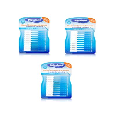 3x Wisdom Clean Between Interdental Brushes - Pack of 20 - Size Fine Blue (BLUE)
