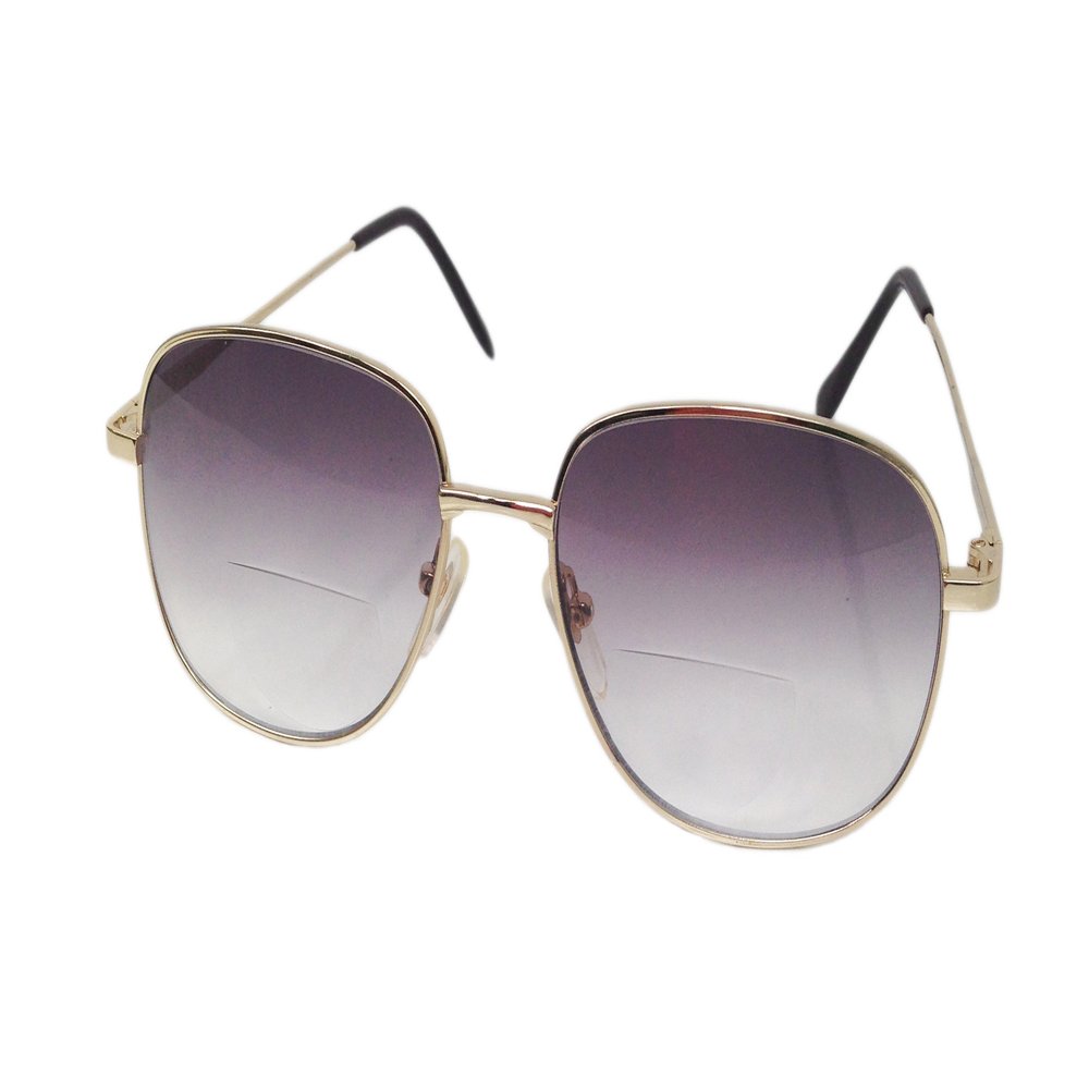 NEW LARGE BIFOCAL GOLD FRAME TINTED READING GLASSES TWO TONE LENSES MAGNIGO (+3.25)