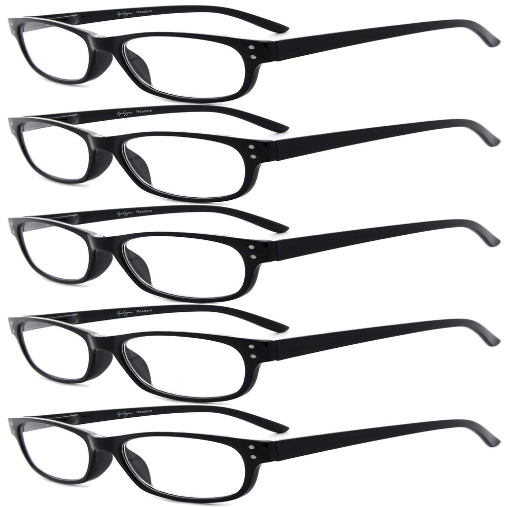 Reading Glasses by Eyekepper: 5-Pack Spring Hinges Vintage Reading Glasses Readers Black +4.00