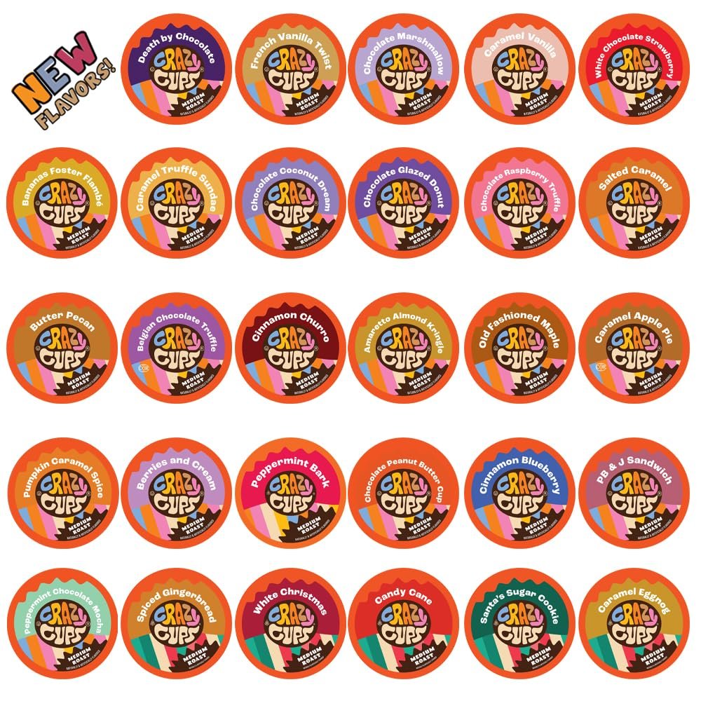 30-count Crazy Cups Flavored Coffee Single Serve Cups for Keurig K Cups Brewer Variety Pack Sampler by Custom Variety Pack