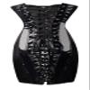 Lotus Instyle Women's shiny PVC lace up back corset dress, black, L view 2