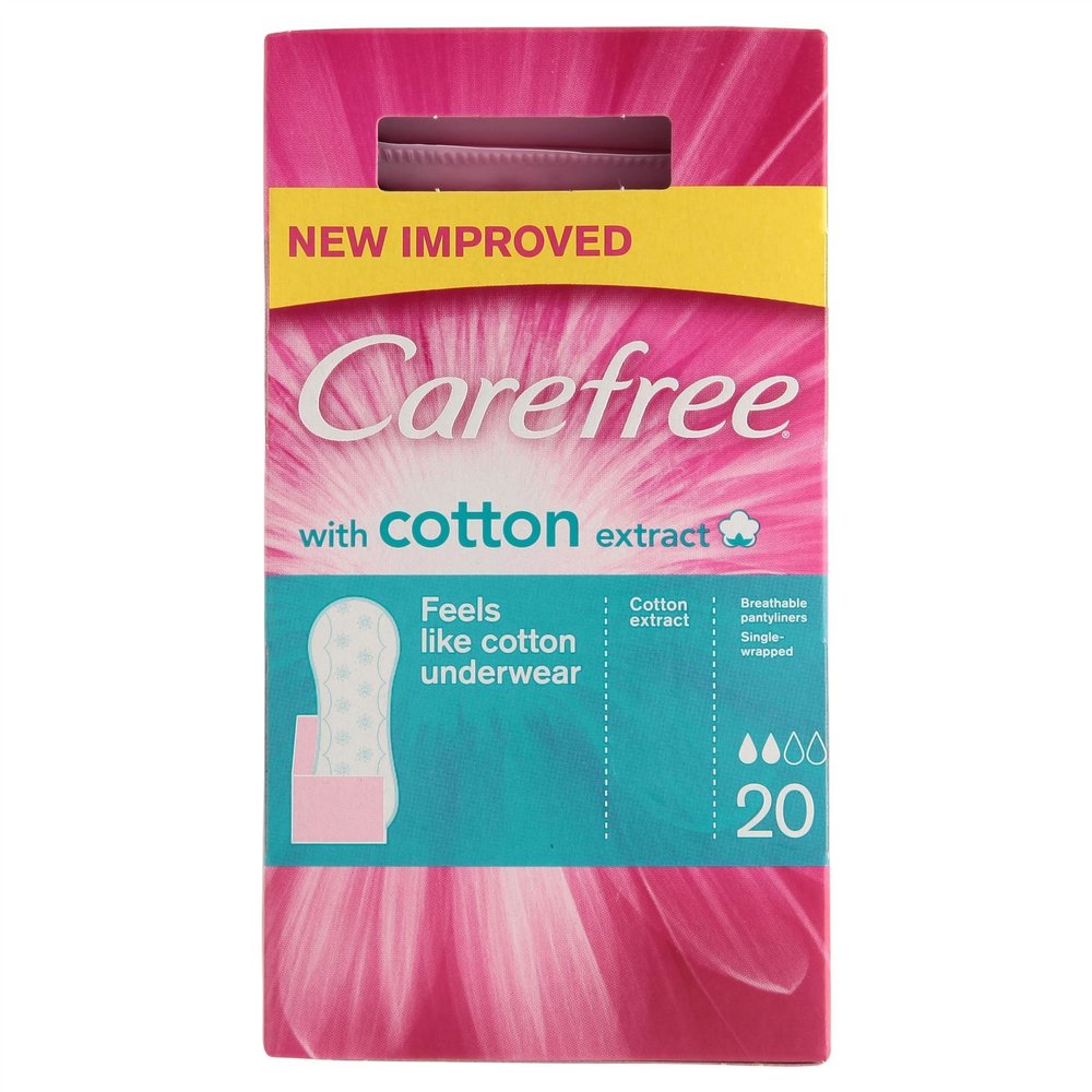 12 x Carefree Cotton Extract 20 Breathable Pantyliners