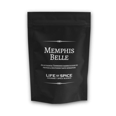 Life of Spice Memphis Belle BBQ Rub | All Purpose Meat Rubs and Seasoning, for Meat, Fish and Veg | 60g Pack with Recipe Card | Paprika, Mustard and Chipotle | Authentic Tennessee BBQ Rubs and Spices