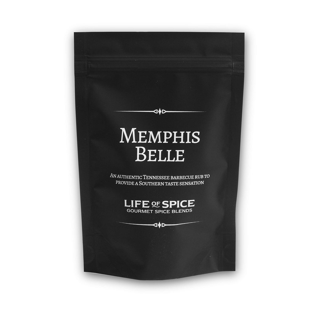 Life of Spice Memphis Belle BBQ Rub | All Purpose Meat Rubs and Seasoning, for Meat, Fish and Veg | 60g Pack with Recipe Card | Paprika, Mustard and Chipotle | Authentic Tennessee BBQ Rubs and Spices