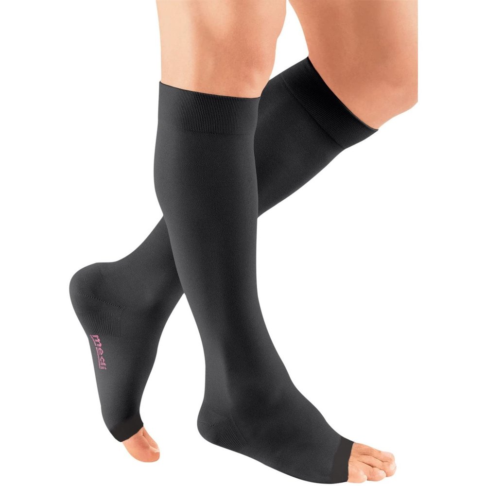 Medi Plus Open Toe Knee Highs - 30-40 mmHg Black VII Reg Reg 201-VII-BLACK