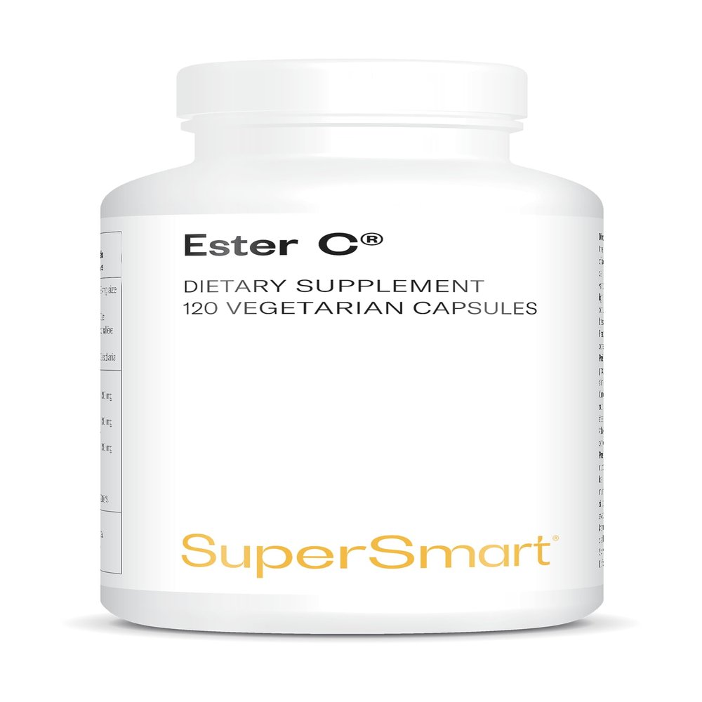 Ester C - Non-Acidic Vitamin C - Patented - Helps Reduce Fatigue and Strengthen The Immune System - Easy to Digest - Vegan - Gluten-Free - SuperSmart