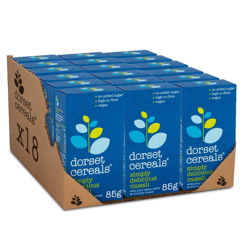 Dorset Cereals Simply Delicious Muesli Catering/BnB/Hotel Pack| 2x Servings | Healthy Breakfast Cereal | Vegan | High Fibre | 18 PACKS of 85 g
