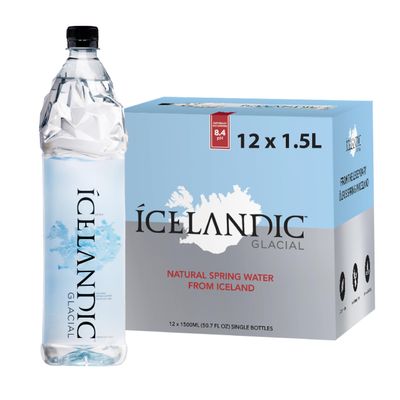 Icelandic Glacial Premium Still Water 1.5L Recycled PET Bottles x 12 Per Pack  Alkaline/Low PH, Recycled Packaging, BPA Free, Carbon Neutral from Icelandic Spring. Low TDS and Mineral Content.