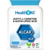Acetyl L-Carnitine 250mg & Alpha Lipoic Acid 200mg 60 Capsules, Vegan ALCAR & ALA Supplement for Brain Function, Focus, Memory, Cognitive Performance & Mitochondrial Energy - Made in UK by Health4All view 1