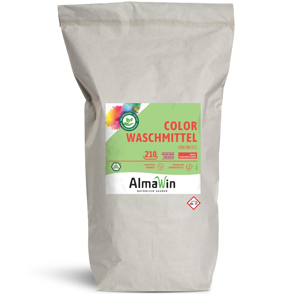 AlmaWin Eco Colour Washing Powder Lime Blossom 10 kg, 210 Washes, Vegan
