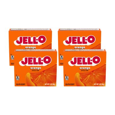 Jell-O Gelatin Dessert 3 Ounce Boxes Pack of 4 (Orange)