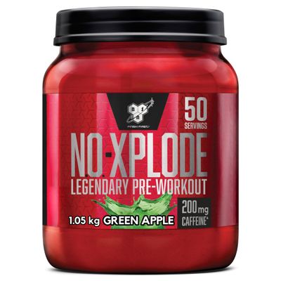 BSN Nutrition N.O.-Xplode Pre Workout Powder with Creatine Monohydrate, Beta Alanine, Caffeine, Vitamin D and Vitamin B Complex, Green Apple, 50 Servings, 1 kg