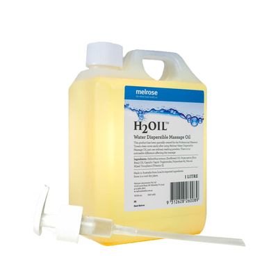 1000ml (1 Litre) Melrose Water DISPERSIBLE Massage Oil H2Oil with Twist Cap and Free Pump: Easy Wash & Suitable for All Skin Types
