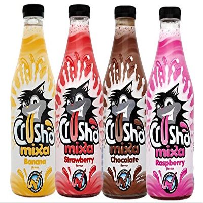 4 x pack of Crusha Milkshake Mixer Banana,Strawberry,Chocolate,Raspberry