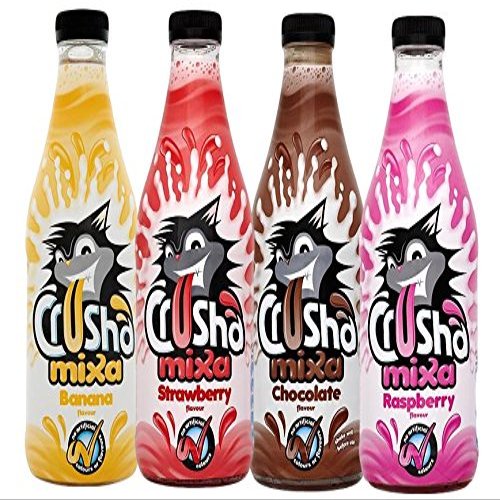 4 x pack of Crusha Milkshake Mixer Banana,Strawberry,Chocolate,Raspberry