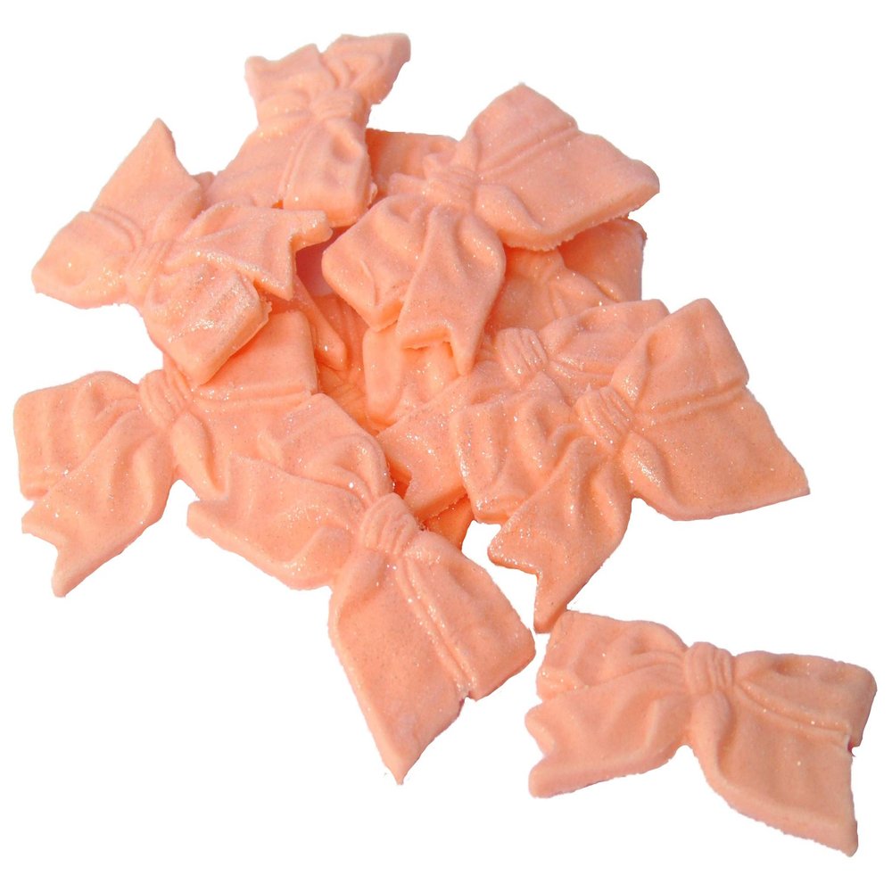 12 Fine Edible Bows Cupcake Toppers Cake Decorations (Peach)