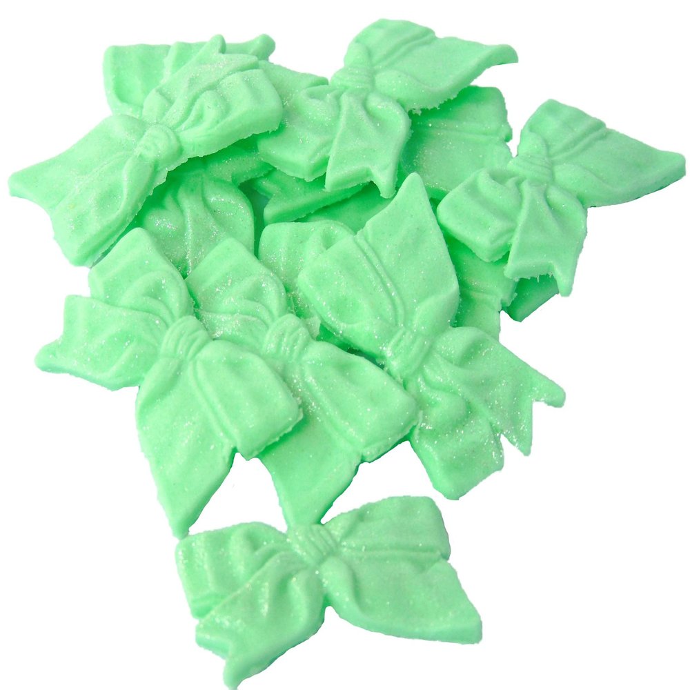 12 Fine Edible Bows Cupcake Toppers Cake Decorations (Green)