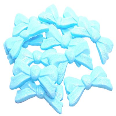 12 Large Bows Edible Cake Cupcake Topper Decorations (Blue)