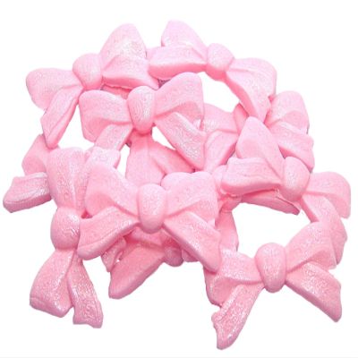 12 Large Bows Edible Cake Cupcake Topper Decorations (Pink)