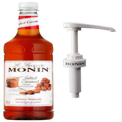 Monin Premium Coffee Syrup 1 Litre Salted Caramel & Pump