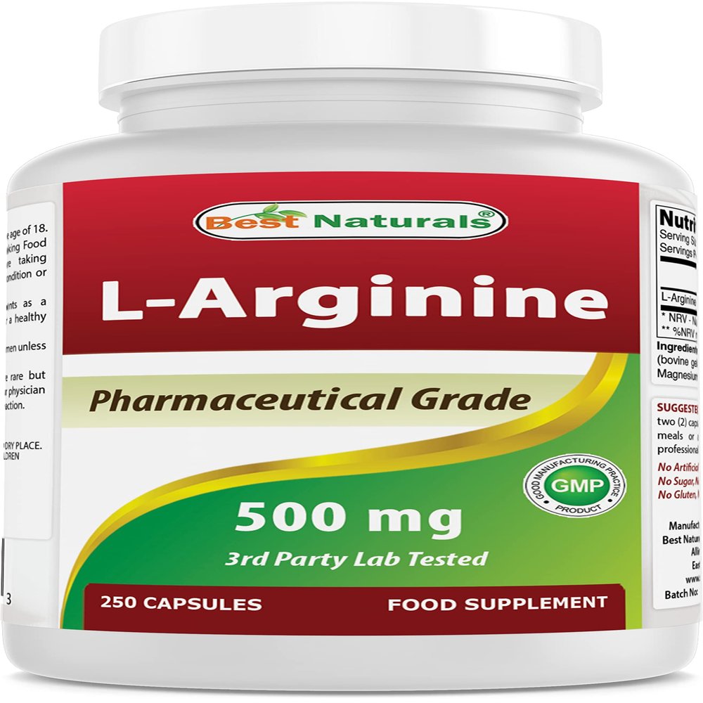Best Naturals L-Arginine 500mg 250 Capsules (250 Count (Pack of 1))