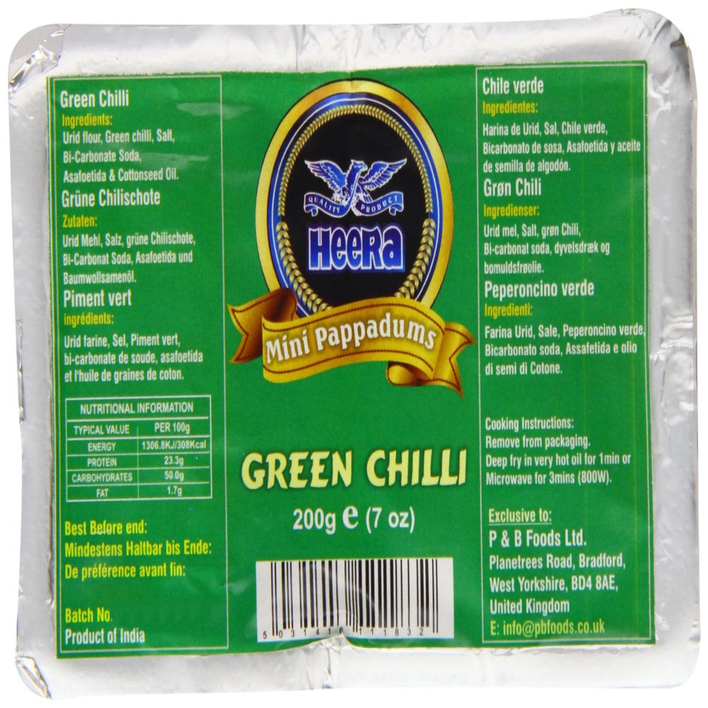 HEERA Mini Papad Green Chilli (Pack of 5)