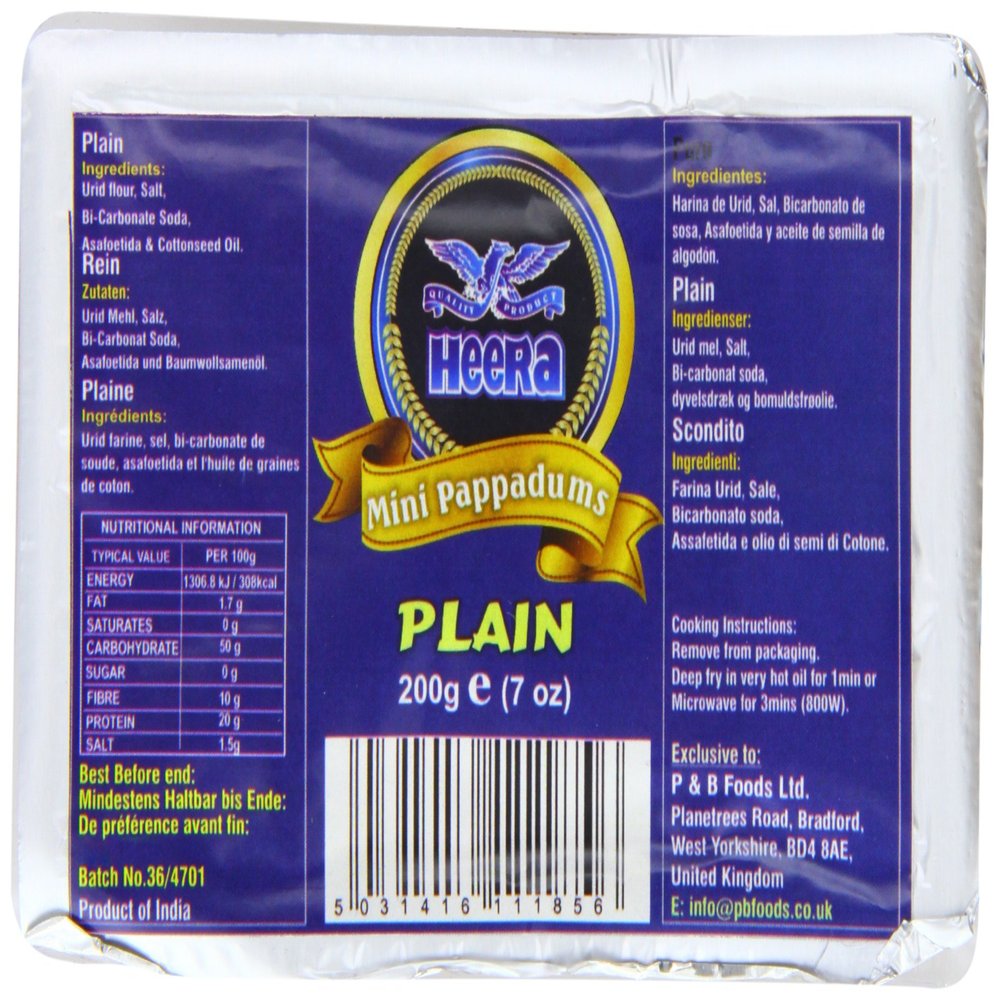 HEERA Mini Papad Plain (Pack of 5)