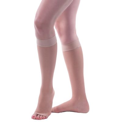 Allegro 20-30mmHg Essential 19 Sheer Support Open Toe Compression Sock - Unisex, Open Toe, Knee High Support Stockings